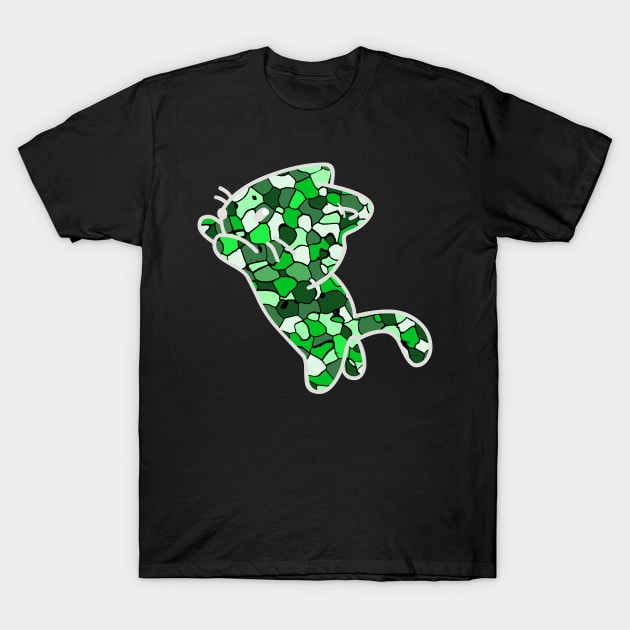 Cat Jewel Art - Stay Pawsitive (green) T-Shirt by YasudaArt